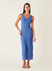 Esmaee: ESMAEE Aegean Midi Dress - Marine Blue