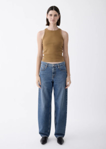 Outland Denim 1: OUTLAND DENIM Avril Slouchy Wide Jean - Moment Mid Blue