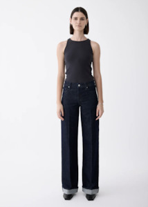 OUTLAND DENIM Mia Cuffed Mid Wide Long Jean - Rinse