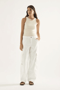 Outland Denim 1: OUTLAND DENIM Isla Low Slouchy Cargo Jean - Winter White