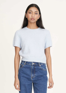 HUFFER Kenzie Crop Knit Tee - Ice Blue