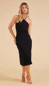 MINK PINK Christy Knit Midi Dress - Black
