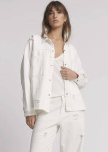 ONE TEASPOON Textured Daria Denim Shacket - White