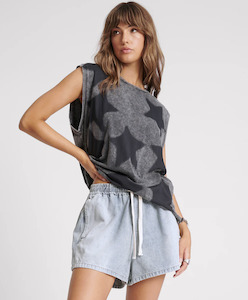 One Teaspoon: ONE TEASPOON Denim Boxer Short - Blue Blossom