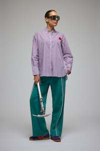 Araminta James: ARAMINTA JAMES Bisous Cotton Stripe Shirt - Violet