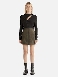 ENA PELLY Stevie Worn Leather Skirt - Worn Cocoa