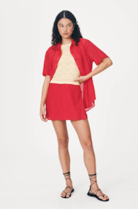 Rowie: ROWIE Jole Silk Mini Wrap Skirt - Red