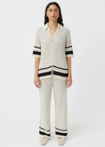 Camilla Marc: CAMILLA & MARC Reef Knit Boyfriend Shirt - Cream/Black