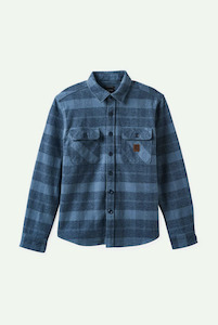 Brixton: BRIXTON Bowery Heavy Weight L/S Flannel - Mirage Blue / Washed Navy