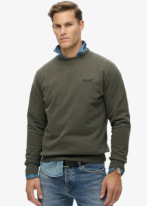 SUPERDRY Essential Logo Crew Sweatshirt - Dark Grey Green