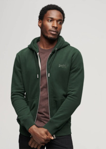 SUPERDRY Essential Logo Zip Hoodie - Forest Green