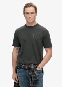 SUPERDRY Contrast Stitch Pocket Logo T-Shirt - Washed Black