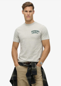 Superdry: SUPERDRY Embroidered Superstate Logo Tee - Grey Fleck Marle