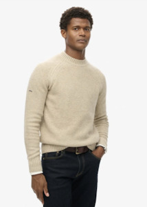 Superdry: SUPERDRY Chunky Raglan Jumper - White Pepper Beige
