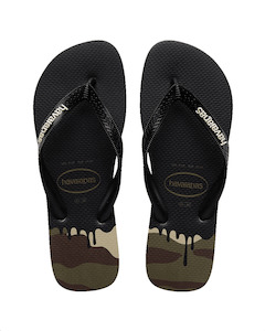 Havaianas: HAVAIANA Kids Top Ink Jandals - Black/Sand Grey