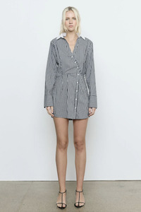 Dresses: SOVERE Laia Shirt Dress - Black Stripe