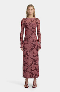 OWNLEY Carla Mesh Dress - Plum Paisley