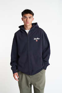 Hoodies: HUFFER Men's Saturday Zip Hood - Navy