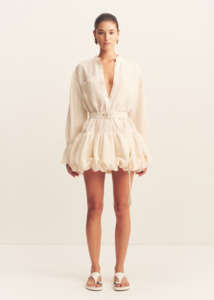 SHONA JOY Jasper Bubble Shirt Mini Dress - Resin