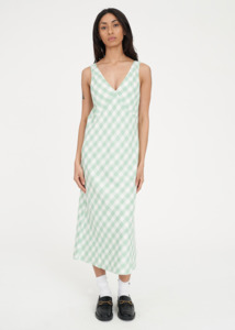 HUFFER Celine Midi Dress - Matcha/Chalk