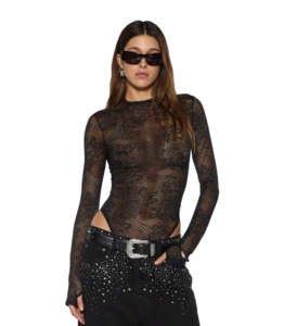 KSUBI Adele LS Body Suit - Black Lace