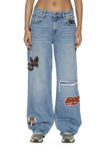 Ksubi: KSUBI Low Rider Horizon Patch Jeans - Denim