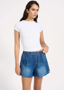 One Teaspoon: ONE TEASPOON Funks High Waist Elasticated Flippy Denim Short - Blue