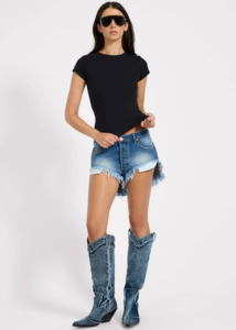 ONE TEASPOON Rollers Low Rise Denim Shorts - Pacifica