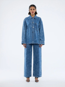 Ena Pelly: ENA PELLY Lisa Denim Shirt - Blue Mixed Animal