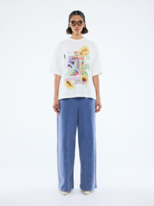 Ena Pelly: ENA PELLY Sunflower Warp Tee - Vintage White