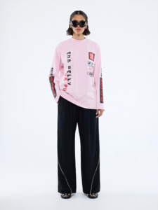 ENA PELLY Street Signs Long Sleeve Tee - Pink