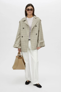 Camilla Marc: CAMILLA & MARC Kinetic Tattersal Trench - Taupe Check
