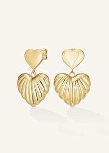 Rosefield: ROSEFIELD Double Heart Earrings - Gold