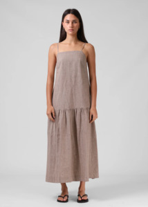 RPM Lily Dress - Taupe Stripe