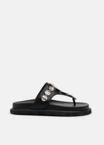 SOLSANA Goldie Footbed Sandal - Black/Silver