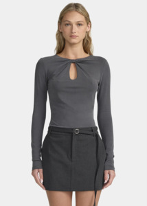 OWNLEY Isobel Jersey Top - Charcoal