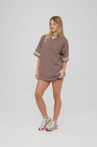 Sale: SOMETHING VERY SPECIAL Geo Boxy Sport Tee - Dark Taupe