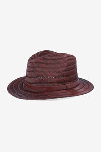 BRIXTON Messer Straw Fedora - Dark Brown