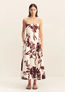 SHONA JOY Emmett Square Panelled Midi Dress - Redwood Wallpaper