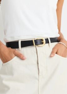 AMONG THE BRAVE Buckle Leather Belt - Black/Gold