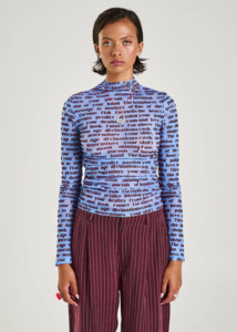 Summi Summi 1: SUMMI SUMMI Long Sleeve Ruched High Neck Top - Fortune Teller Lotus