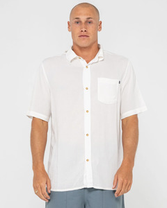 RUSTY Razor Blade Short Sleeve Rayon Shirt - Whisper White