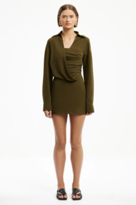 SIGNIFICANT OTHER Solenne Long Sleeve Mini Dress - Khaki