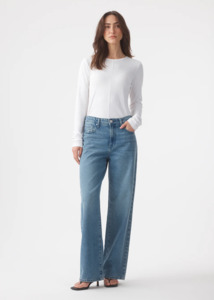 OUTLAND DENIM Olive Mid Slouchy Wide Jean - Marina Mid Blue