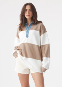 OUTLAND DENIM The Marco Polo - Mushroom/Bone Stripe