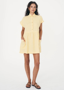 ROWIE Gina Linen Mini Dress - Lemon