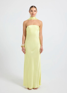 PASDUCHAS Quinn Strapless Maxi Dress - Lemon