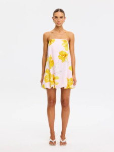 KIVARI Francine Bubble Mini Dress - Pink/Yellow Floral
