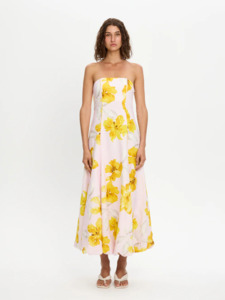 Kivari: KIVARI Francine Strapless Maxi Dress - Pink/Yellow Floral