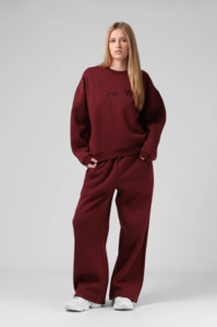 Rpm: RPM Wide Leg Track Pant - Red Wine